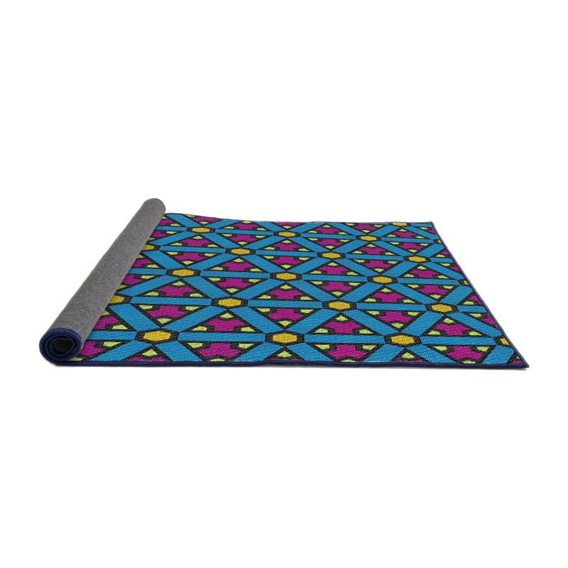 Tapis bleu/rouge à motifs Heslington, Carré 4 pi