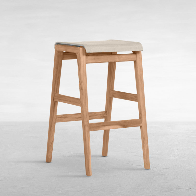 Tabouret de bar 30 po Coast Teak Natural, Structure en teck naturel / toile