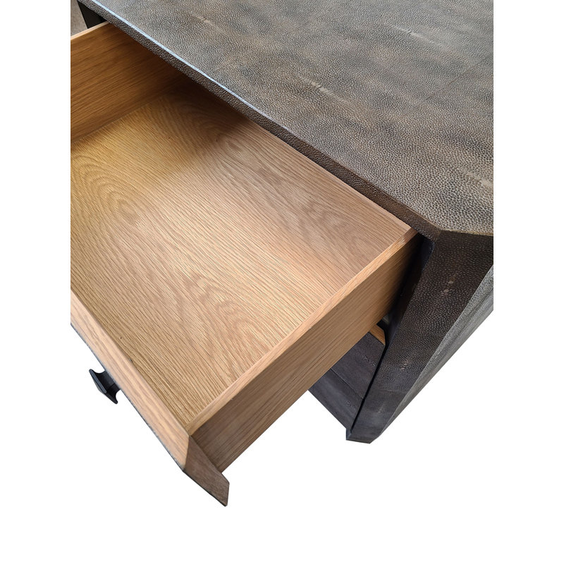 Transitional 3 Drawer Brown Shagreen Nightstand