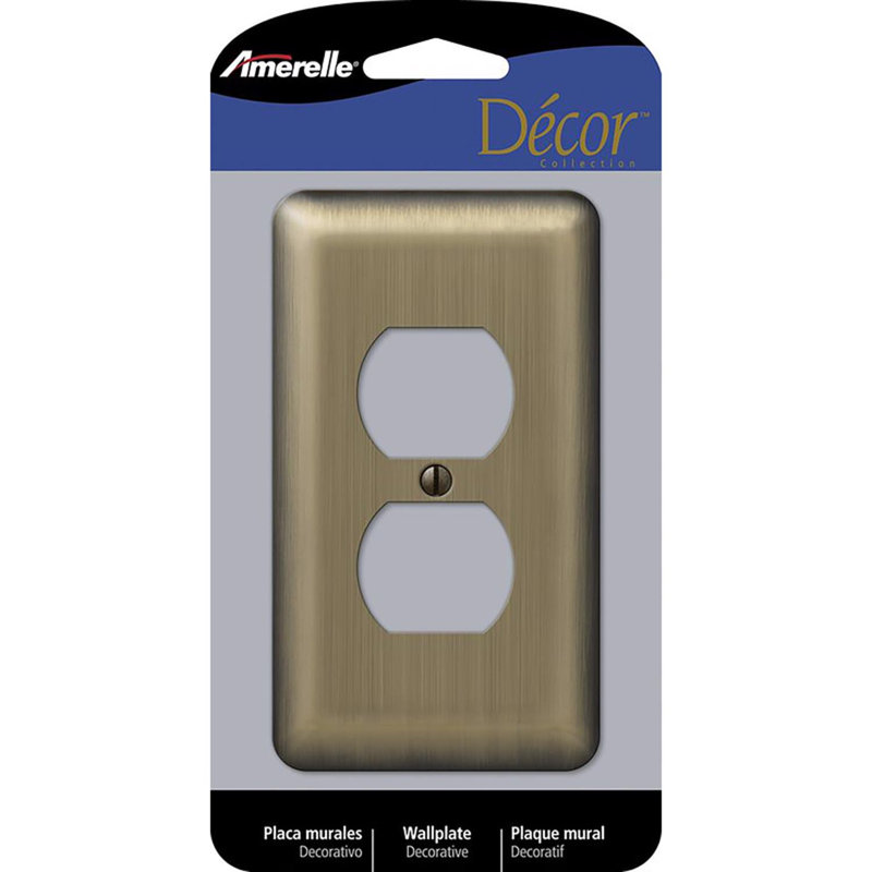 Amerelle Devon Brushed Brass 1 gang Metal Duplex Wall Plate 1 pk