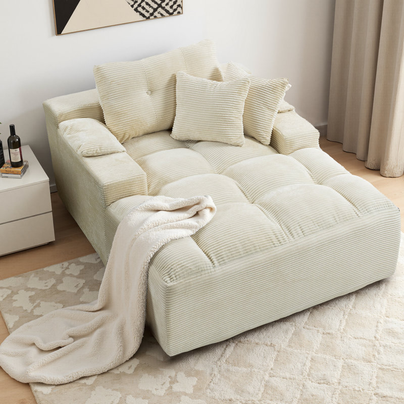 Méridienne surdimensionnée pour l'intérieur Tishay, Crème, crème