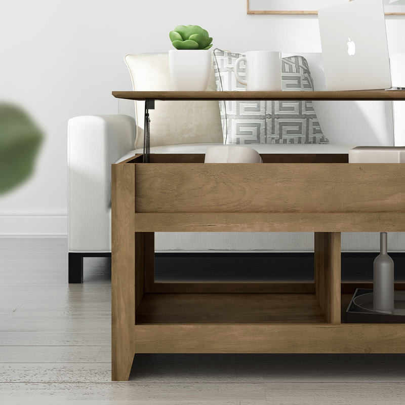 Table basse à plateau relevable Bianka, Chêne noueux