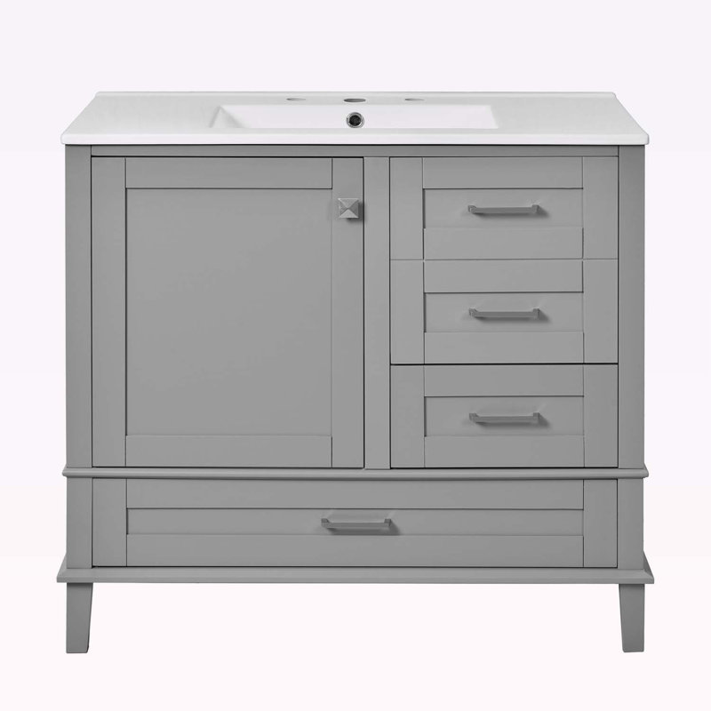 Meuble-lavabo 36 po avec lavabo, Gris
