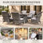 Ensemble repas pour 6 personnes en osier de patio avec foyer rectangulaire, coussins inclus