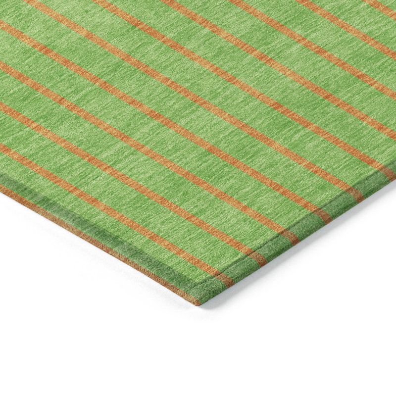 Tapis extérieur lavable rayé vert lime 5 pi x 8 pi