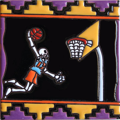Joueur de basketball TalaMex. Carreau d'argile Day-Of-The-Dead
