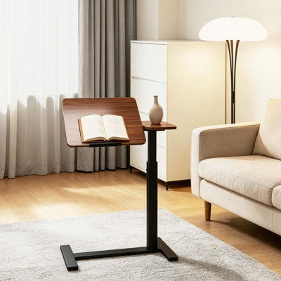 Bureau pour ordinateur portable à hauteur réglable et réglable en hauteur, table d'appoint mobile avec dessus rabattable et plateau latéral