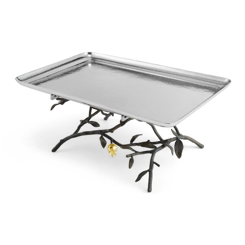 Pomegranate Footed Tray, 7.5" H x 18" W x 12" D