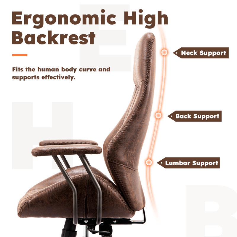 Viola High Back Swivel Ergonomic Executive Chair with Pad arms, Dark Brown