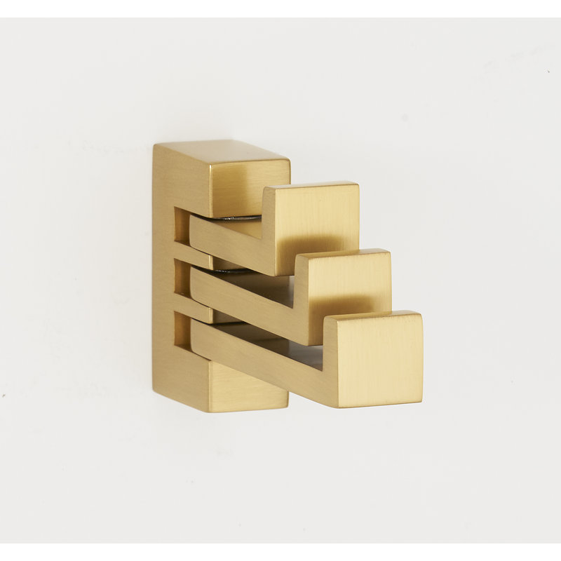 Linear Triple Robe Hook, Satin Brass