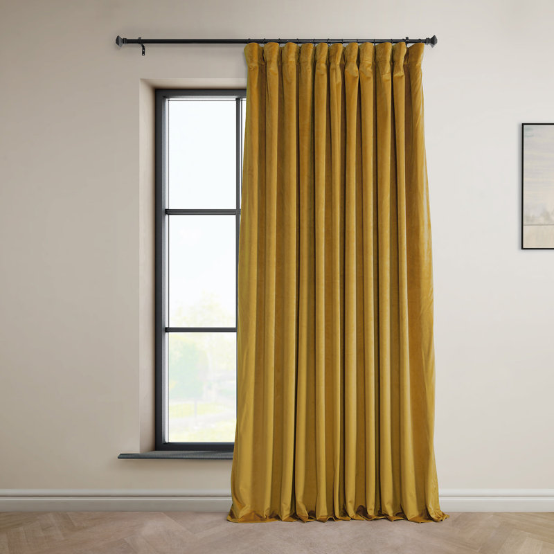 Loria Plush Velvet 100% Blackout Curtains For Bedroom, Living Room - Single Panel, 50" W x 108" L, Sophomore Gold