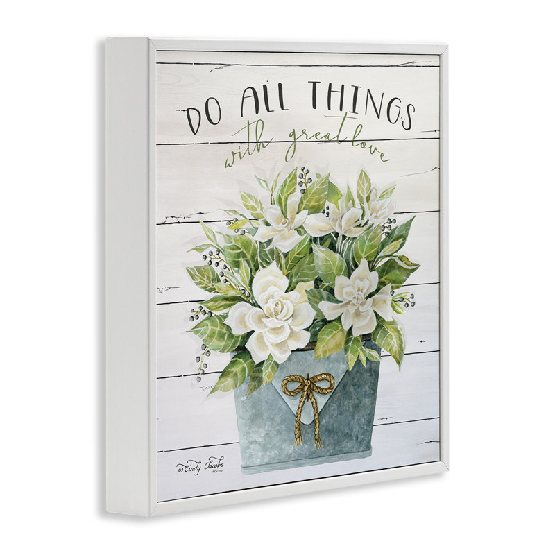 «Do All Things with Great Love», reproduction, H 17 po x l 17 po, Giclée encadrée blanc bord de mer