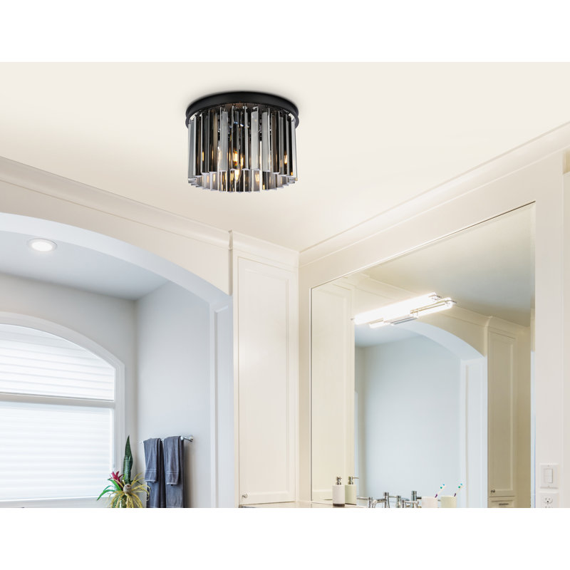 Yazmin Flush Mount, Mocha Brown, Silver Shade (Grey), 10.5" H x 16" W x 16" D
