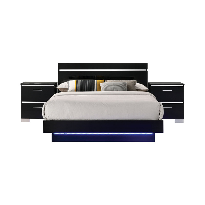 Arosh 3 Piece Bedroom Set, California King, 3 Pcs: Bed, 2 Nightstands