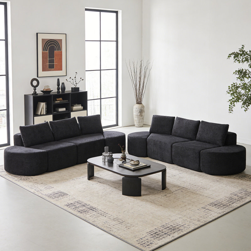 Canapé modulaire moderne en chenille avec repose-pieds incurvé Modern