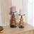Set of 2 Metal and Birch Wood Tall Candle Holders