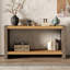 Console rétro avec menuiserie à queue d'aronde et placage de bois vieilli