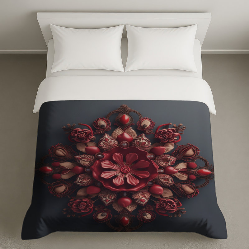 Housses de couette rouges complexes, Grand lit