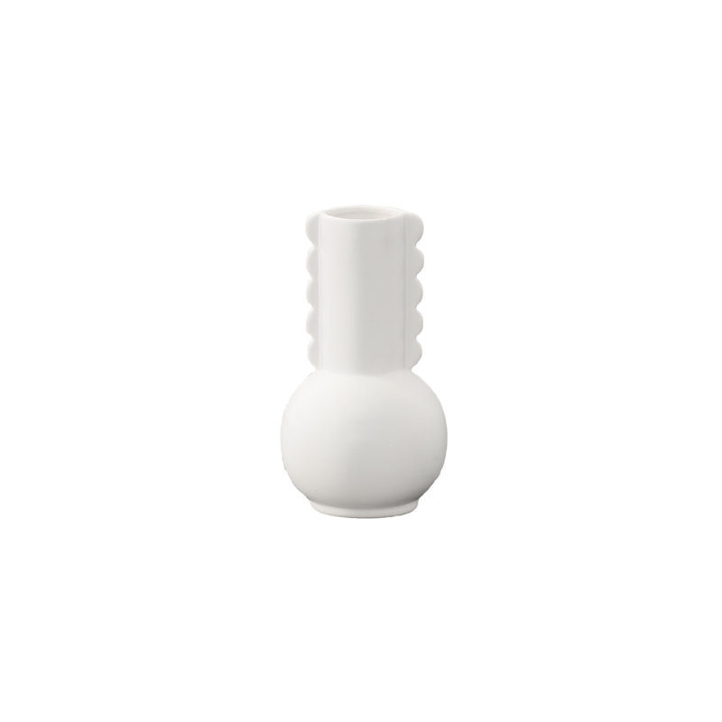 Ceramic Round Bellied Vase, 8.5" H x 5" W x 5" D, White