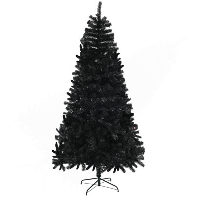 7.5Ft Tall Artificial Christmas Tree, Unlit Xmas Tree With 1346 Branch Tips, Auto Open, Steel Base, Holiday Décor For Home Office, Black