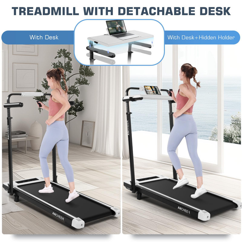 Tapis roulant pliable Himimi, inclinaison de 7 %, capacité de 136 kg, moteur de 3,5 CV et guidon pour la maison et le bureau