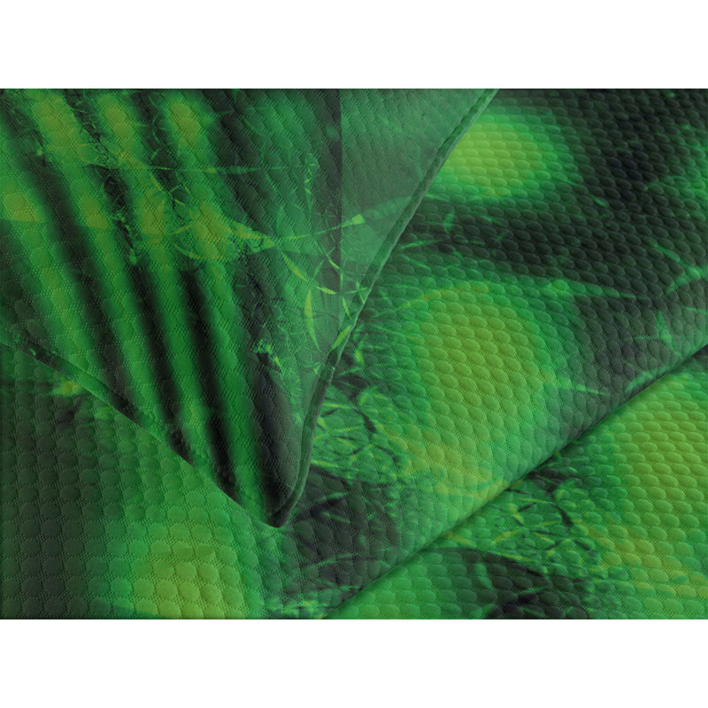 King Size Black and Green Quilted Bedspread Set