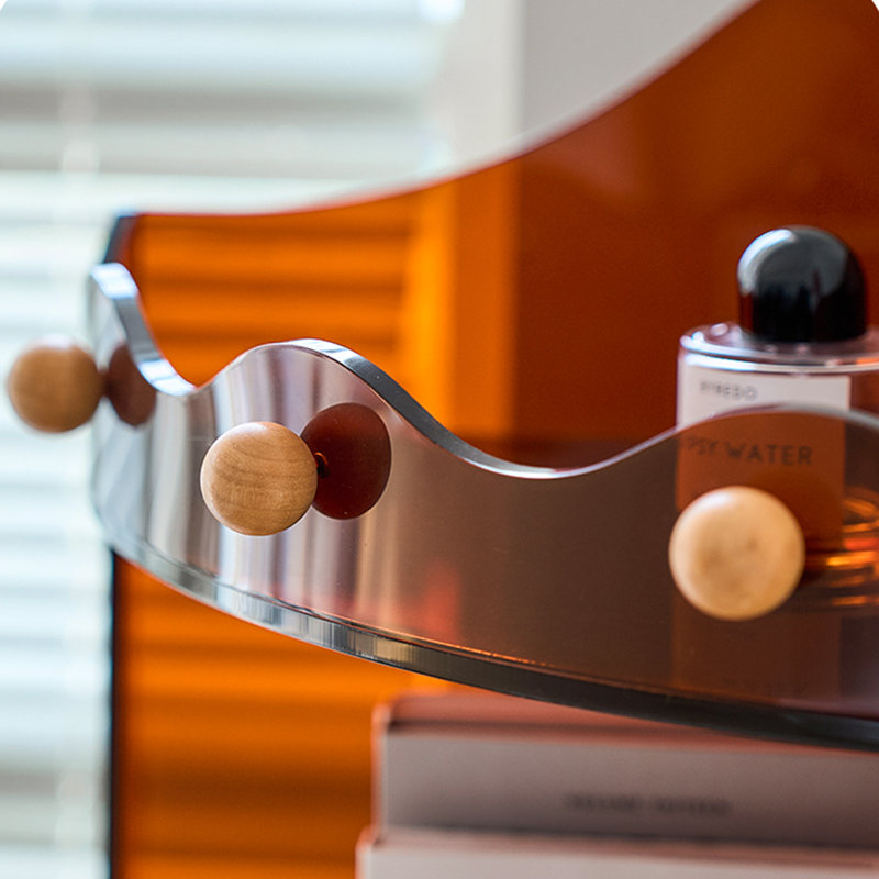 52.36"Amber-colored corner storage triangular shelf