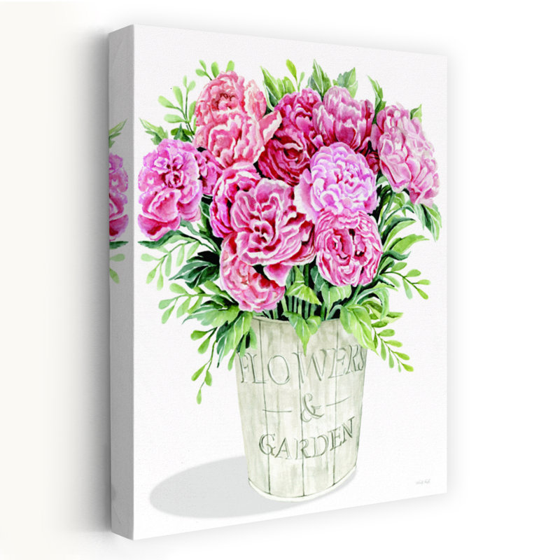 Art contemporain contemporain, art abstrait, pivoines et printemps, H 48 po x l 32 po