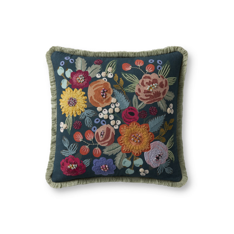 Rifle Paper Company x Loloi Vintage Garden Decorative Pillow, Square 18", Polyester, Multi