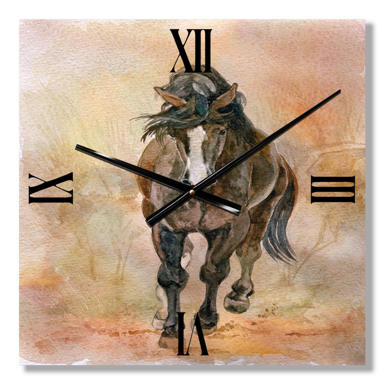 Portrait d'un magnifique cheval châtaignier I horloge murale, Petit