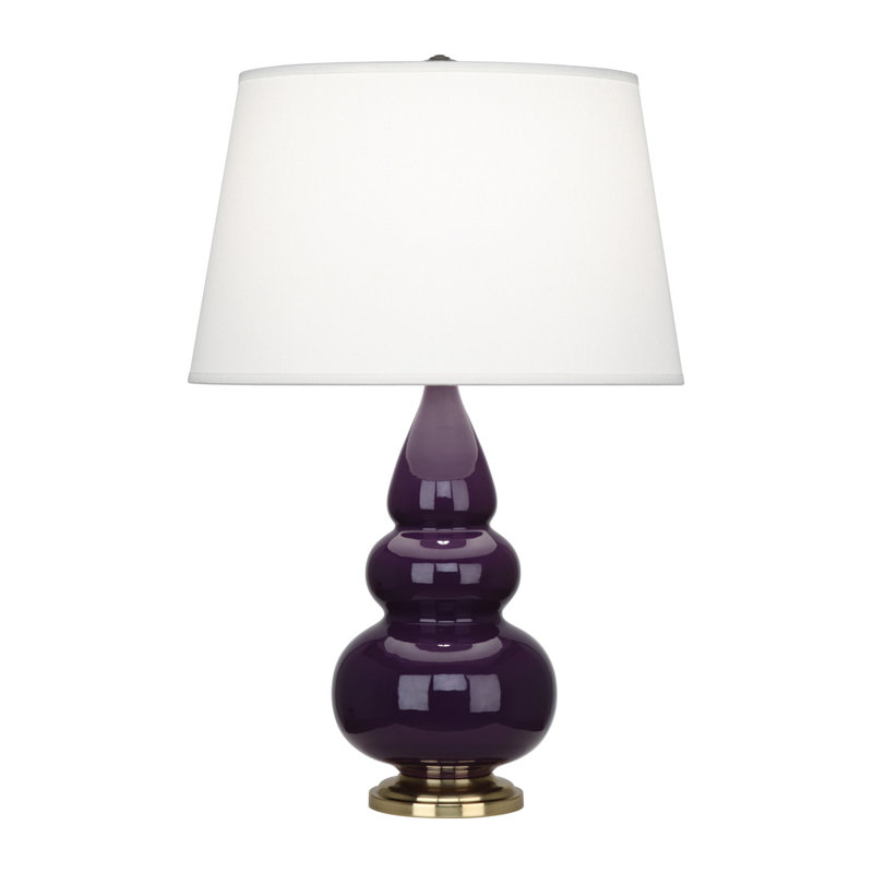 Lampe de table triple gourde, H 24 po x l 16 po x P 16 po, Laiton antique, Taupe fumé