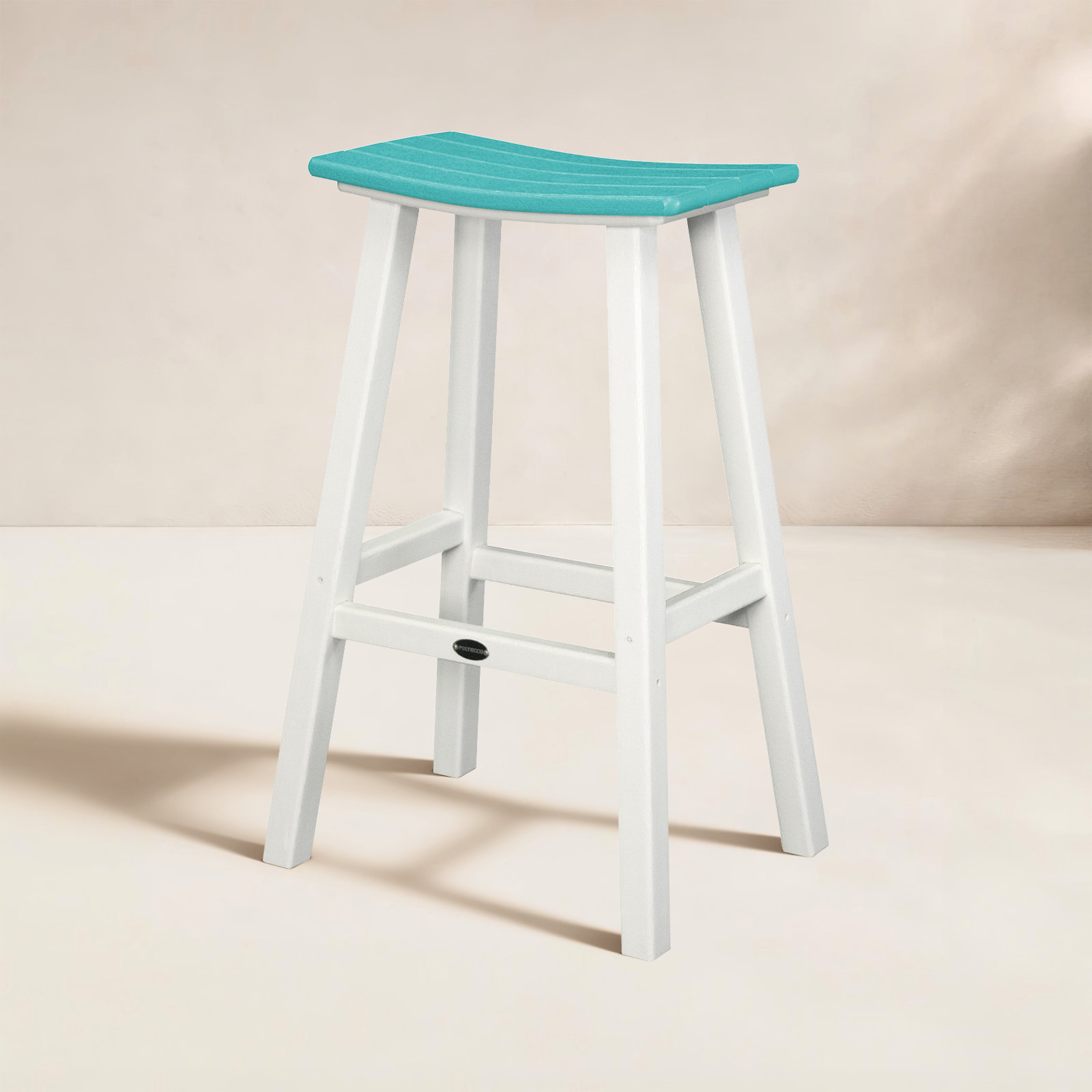 POLYWOOD® Contempo Saddle Bar Stool, White, Aruba