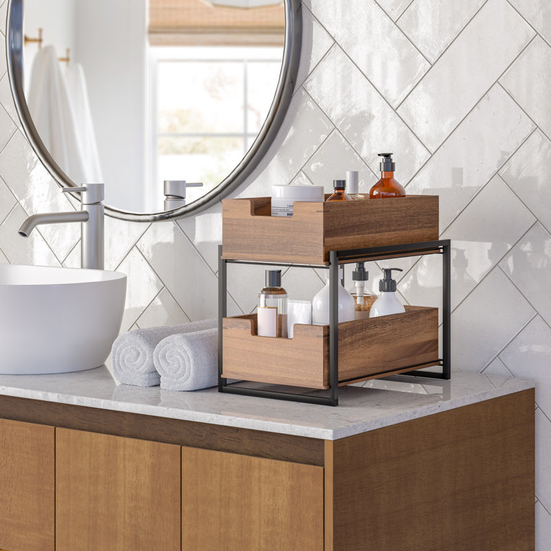  Rangement à 2 niveaux en bois d'acacia