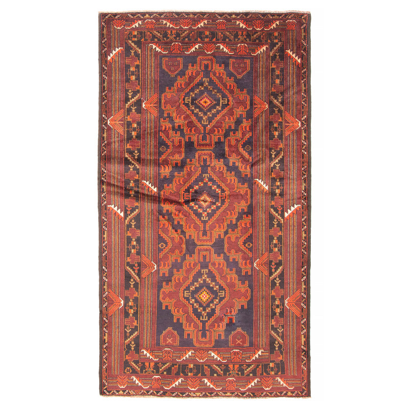 Tapis noir Teimani 3 pi 10 po x 6 pi 11 po