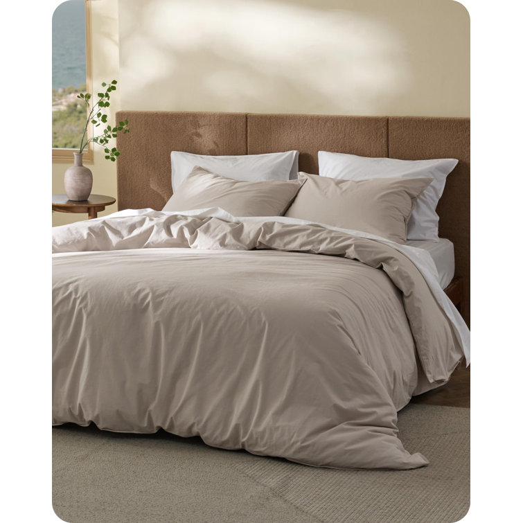 Bedsure Cotton Duvet Cover - Luxury Slub Weave 100% Cotton Duvet Cover Set with a Linen Like Textured, Easy Change Durable Bedding Set 3 Pieces