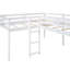 Lit mezzanine en L avec échelle pour faciliter l'escalade et glissade pour s'amuser dans la chambre des enfants-894279046