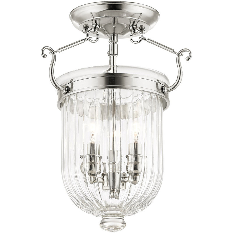 Glass Semi Flush Mount, Polished Nickel