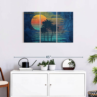 Groovy Tropical Sunset - 3 pièces de toile tendue