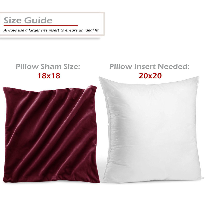 Velvet Decorative Throw Pillow Cover, 18" x 18", Burgundy Red