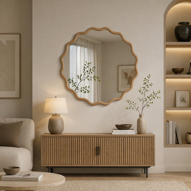 Miroir Wavy, L 24 po, Naturel