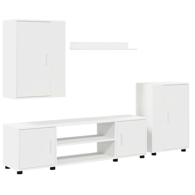4 Piece TV Cabinet Set 4 Pcs Engineered Wood, White
