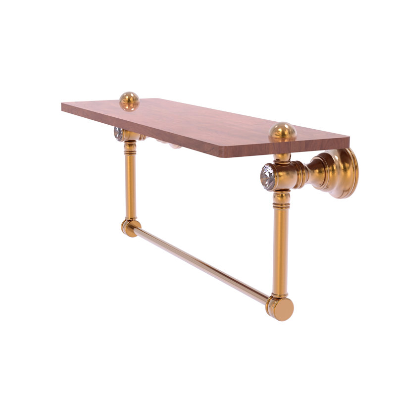 Freyja Ironwood Bracket Shelf with Towel Bar, Brushed Bronze, 5.54" H x 22" W x 7" D