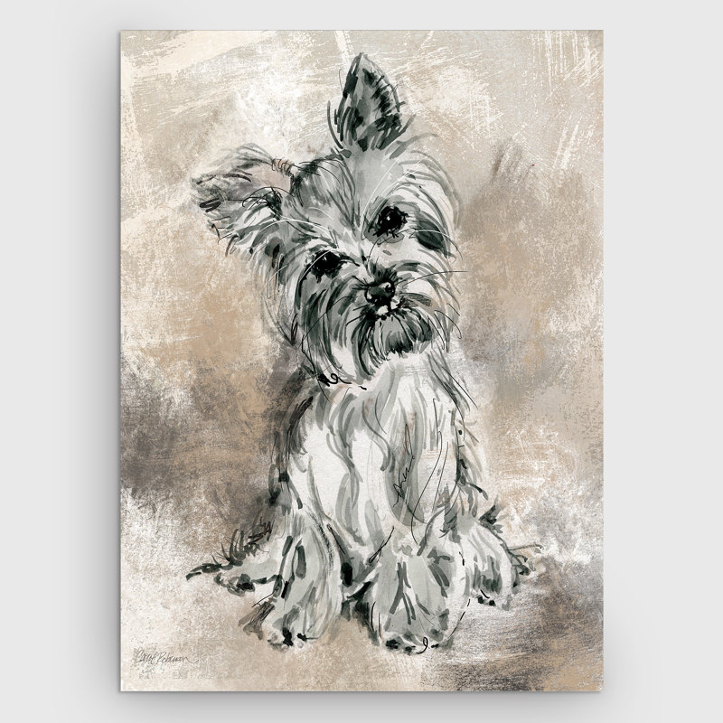 « sketchy study yorkie » par carol robinson, reproduction d’art sur toile tendue, H 24 po x l 32 po x P 1,5 po