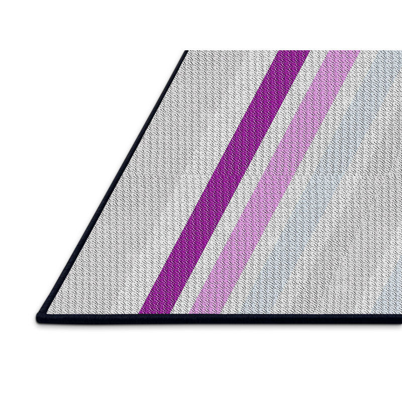Tapis rose à rayures Ruchelly, Rectangle de 5 pi x 8 pi