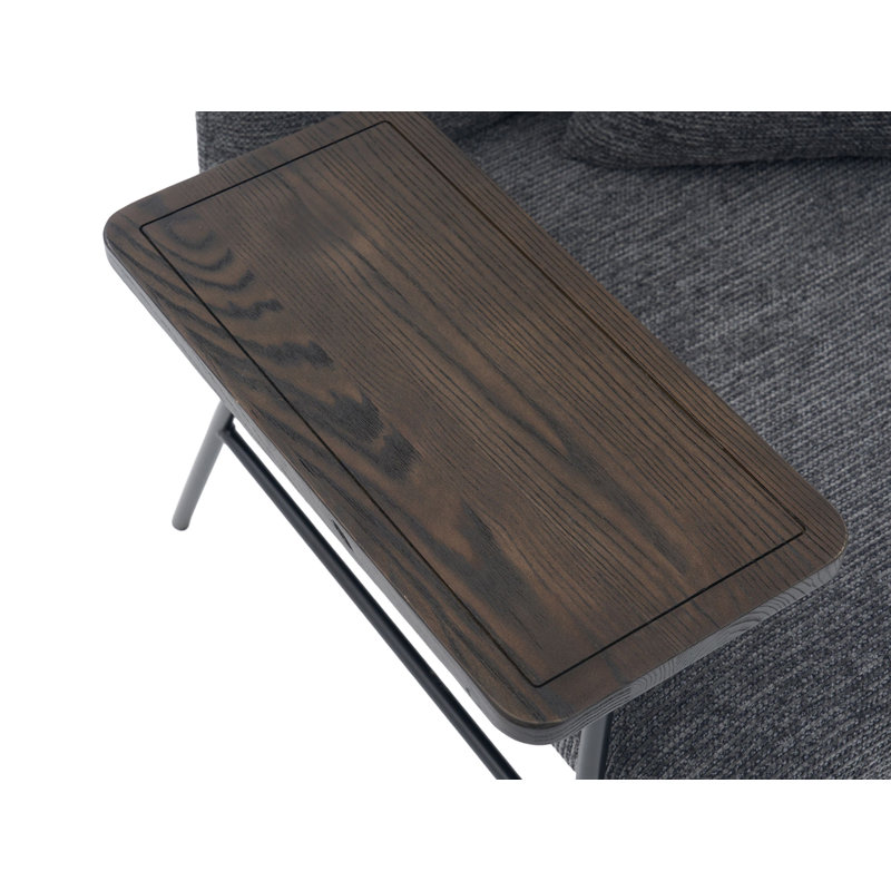 Chaise de loisir rembourrée avec tablette, Gris foncé