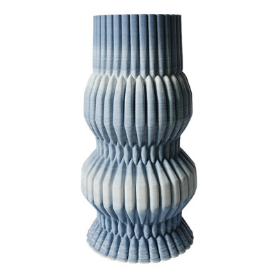 Stoneware Decorative Vase With Sculptural Ridged Textured Form