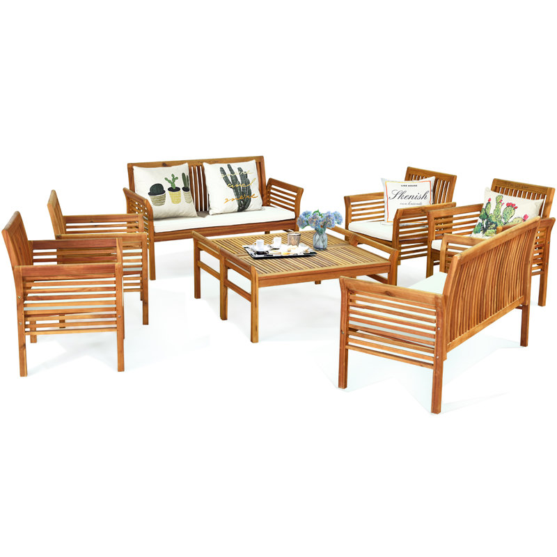Bovina Acacia 8 - Person Patio Conversation Set with Cushions