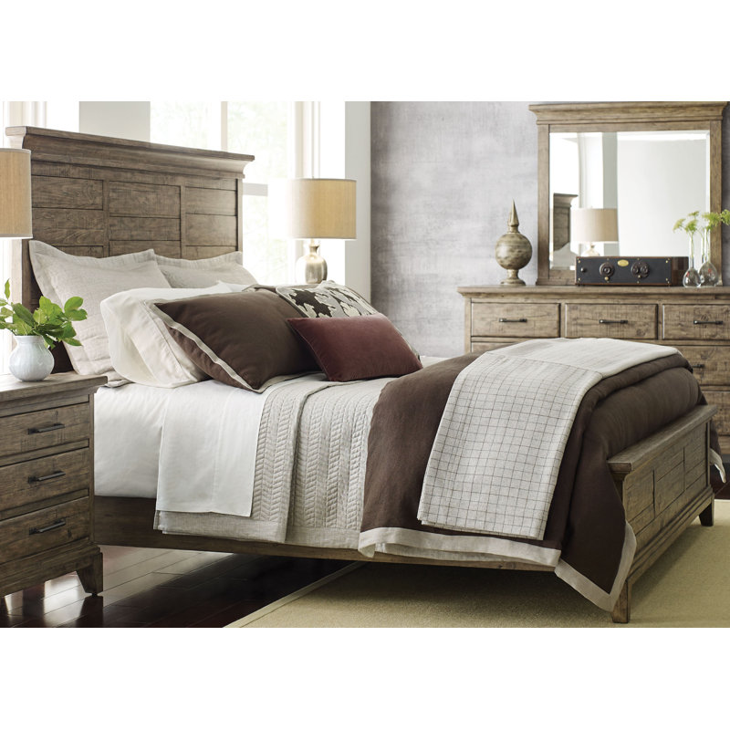 Camilly Solid Wood Panel Bed, Queen