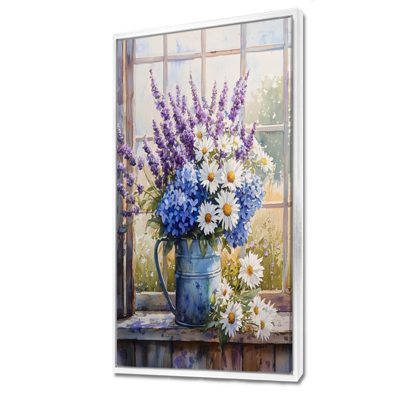 Champlin - art mural floral, H 60 po x l 28 po, Impression encadrée flottante, Blanc