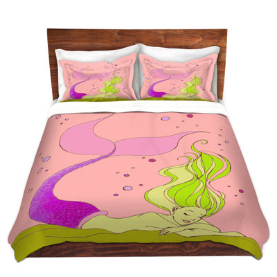 DiaNoche King Duvet Cover Sets Microfiber by Julia Di Sano - Mermaid Nap Pink